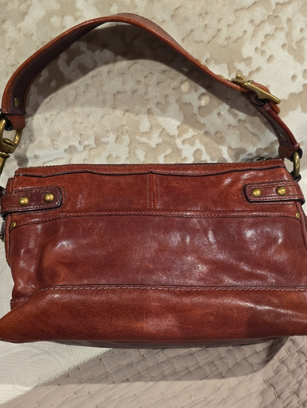 Vintage Coach Chestnut Brown Leather Shoulder Bag with Turnlock - Picture 5 of 12